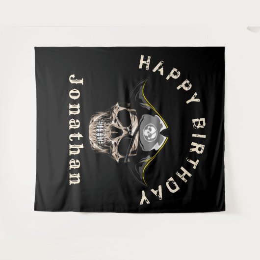 Black Pirate Skull Captain Jack BACKDROP Wandteppich (Vorderseite (Horizontal))
