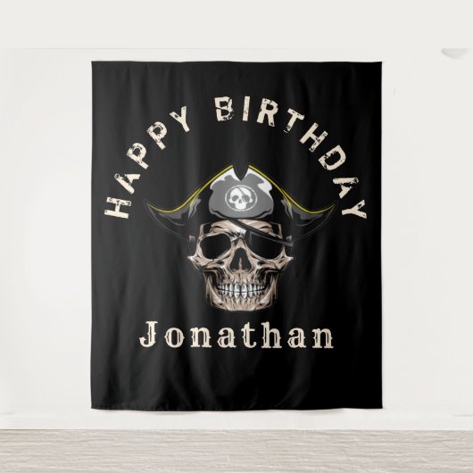 Black Pirate Skull Captain Jack BACKDROP Wandteppich (Vorderseite)