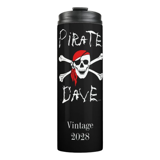 Black Pirate Skull Crossbones Drink Tumbler Men Thermosbecher (Vorderseite)