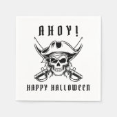 Black Pirate Skull Halloween Party Serviette (Vorderseite)