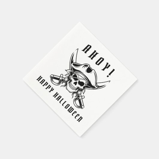Black Pirate Skull Halloween Party Serviette (Ecke)