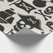 Black Pirate Theme Nautic Pattern Geschenkpapier (Ecke)