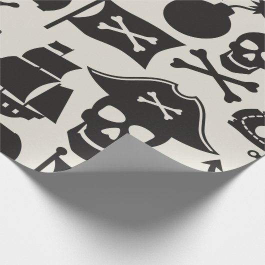 Black Pirate Theme Nautic Pattern Geschenkpapier (Ecke)