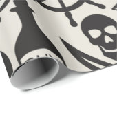 Black Pirate Theme Nautic Pattern Geschenkpapier (Rolleneckpunkt)
