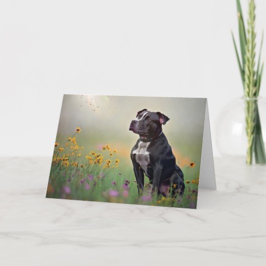 Black Pitbull Birthday Card Dankeskarte (Vorderseite)