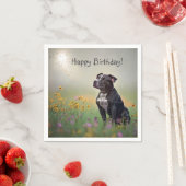Black Pitbull Birthday Paper Napkins Serviette (Beispiel)