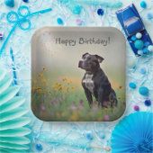 Black Pitbull Birthday Pappteller (Party)