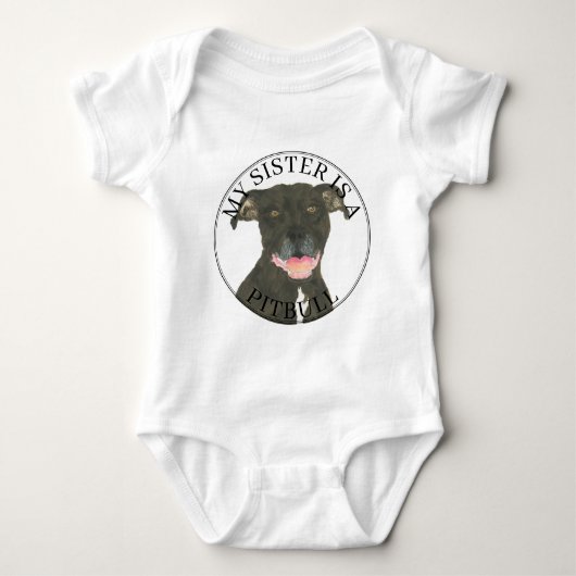 Black Pitbull Dog Big Sister Baby Strampler (Vorderseite)