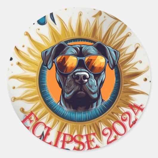 Black Pitbull Solar Eclipse 2024 Sticker (Vorderseite)