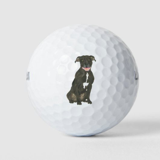 Black Pitbull Staffy Dog Golfball (Vorderseite)