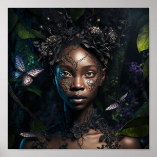 'Black Pixie Girl' Art Poster