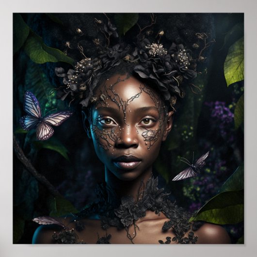'Black Pixie Girl' Art Poster (Vorne)