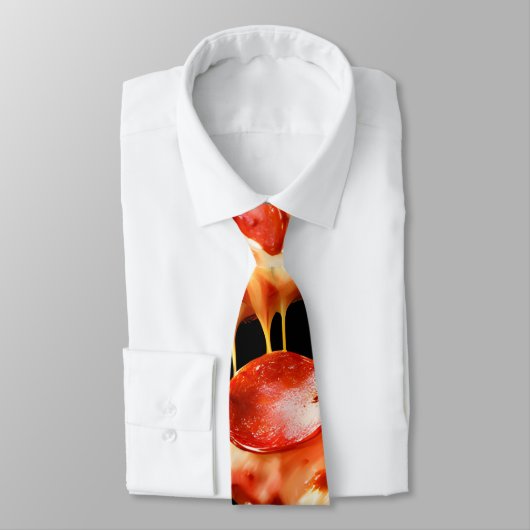 Black Pizza Cut Slice Neck Tie Krawatte (Gebunden)