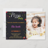 Black Pizza Geburtstagseinladungen mit Foto Einladung (Vorderseite)
