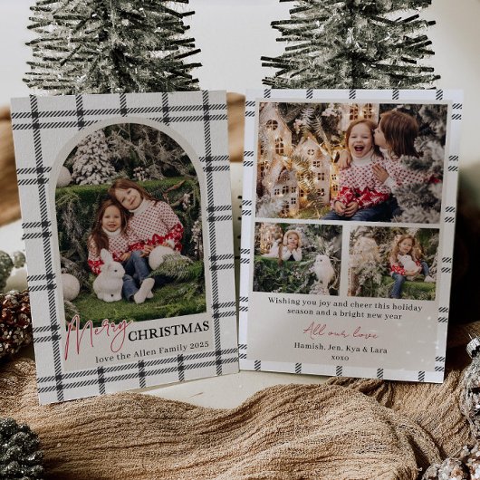Black Plaid Arch Photo Holiday Card Einladung