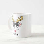 Black Plaid Bow Farmhouse Reindeer Kaffeetasse (Vorderseite Links)