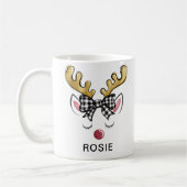 Black Plaid Bow Farmhouse Reindeer Kaffeetasse (Links)