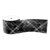 Black Plaid Christmas Trees Pattern Ripsband (Spule)
