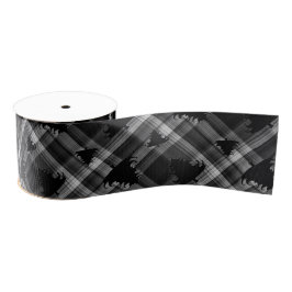 Black Plaid Christmas Trees Pattern Ripsband