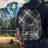 Black Plaid Pine Forest Backpack Bedruckter Rucksack
