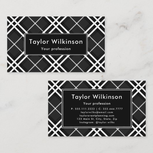 Black Plaid Visitenkarte (Vorne/Hinten)