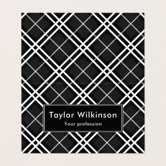 Black Plaid Visitenkarten (Außenseite Aufgefaltet)