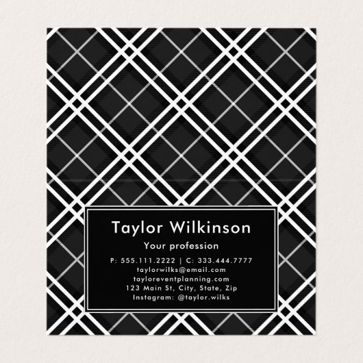 Black Plaid Visitenkarten (Innenseite Aufgefaltet)