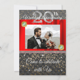 Black, Platinum & Pearls 20. Hochzeitstag Einladung