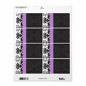 Black & Plum Damask Address Labels - (Vorne)
