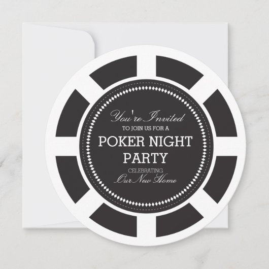 Black Poker Chip Game Night Party Einladung (Vorderseite)