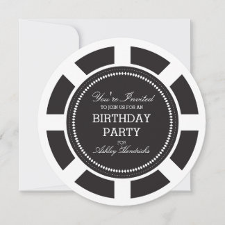 Black Poker Chip Geburtstagsparty Einladung