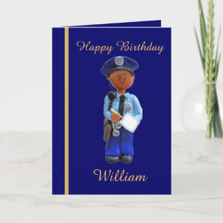 Black Police Officer Birthday Card Karte