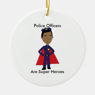 Black Police Super Hero Personalize Keramik Ornament