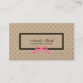 Black Polka Dock Pink Ribbon Social Media Kraft Visitenkarte (Vorderseite)