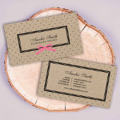 Black Polka Dock Pink Ribbon Social Media Kraft Visitenkarte