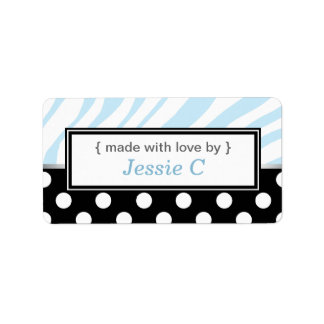Black Polka Dot Blue Zebra Print Baking Labels Adressaufkleber