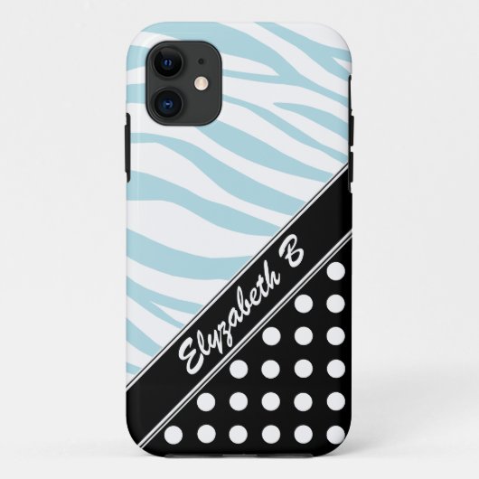 Black Polka Dot Blue Zebra Print iPhone 5 Fall Case-Mate iPhone Hülle (Rückseite)