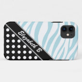 Black Polka Dot Blue Zebra Print iPhone 5 Fall Case-Mate iPhone Hülle (Rückseite (Horizontal))