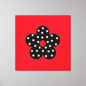 Black Polka Dot Blume über den roten Hintergrund Leinwanddruck (Vorderseite)