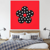 Black Polka Dot Blume über den roten Hintergrund Leinwanddruck (Insitu (Schlafzimmer))