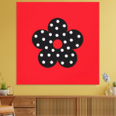 Black Polka Dot Blume über den roten Hintergrund Leinwanddruck (Insitu (Wohnzimmer))