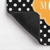 Black Polka Dot Cantaloupe Quatrefoil 3 Monogramm Mousepad (Ecke)
