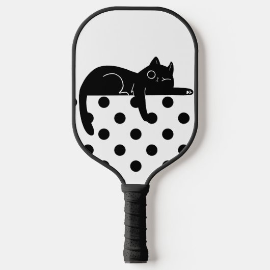 Black polka dot cat Pickleball Paddle (Vorderseite)