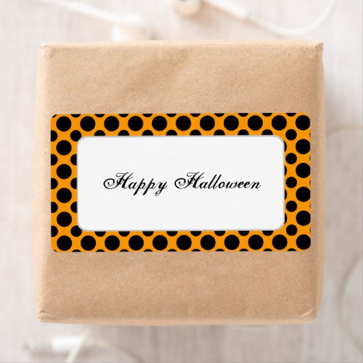 Black Polka Dot Custom Halloween Label (Insitu)