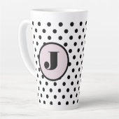 Black Polka Dot Custom Monogram Milchtasse (Linke Ecke)