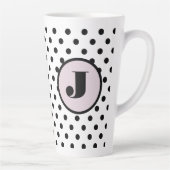 Black Polka Dot Custom Monogram Milchtasse (Rechts)
