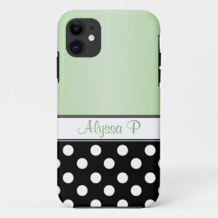 Black Polka Dot Green iPhone 5 Fall iPhone 11 Hülle