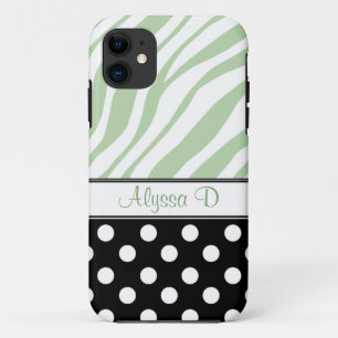 Black Polka Dot Green Zebra Print iPhone 5 Fall Case-Mate iPhone Hülle