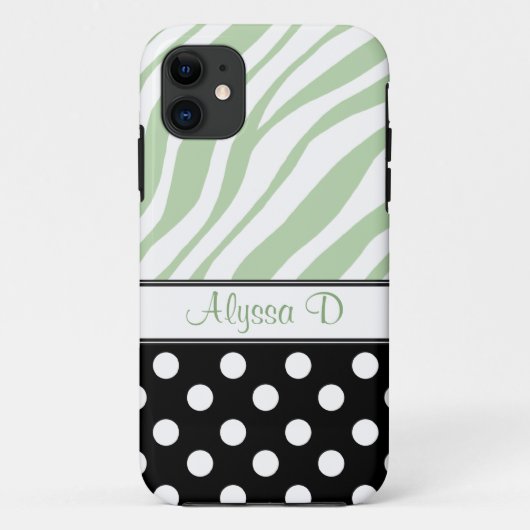 Black Polka Dot Green Zebra Print iPhone 5 Fall Case-Mate iPhone Hülle (Rückseite)