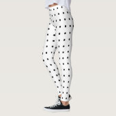 Black Polka Dot Pattern auf Weiß Leggings (Links)